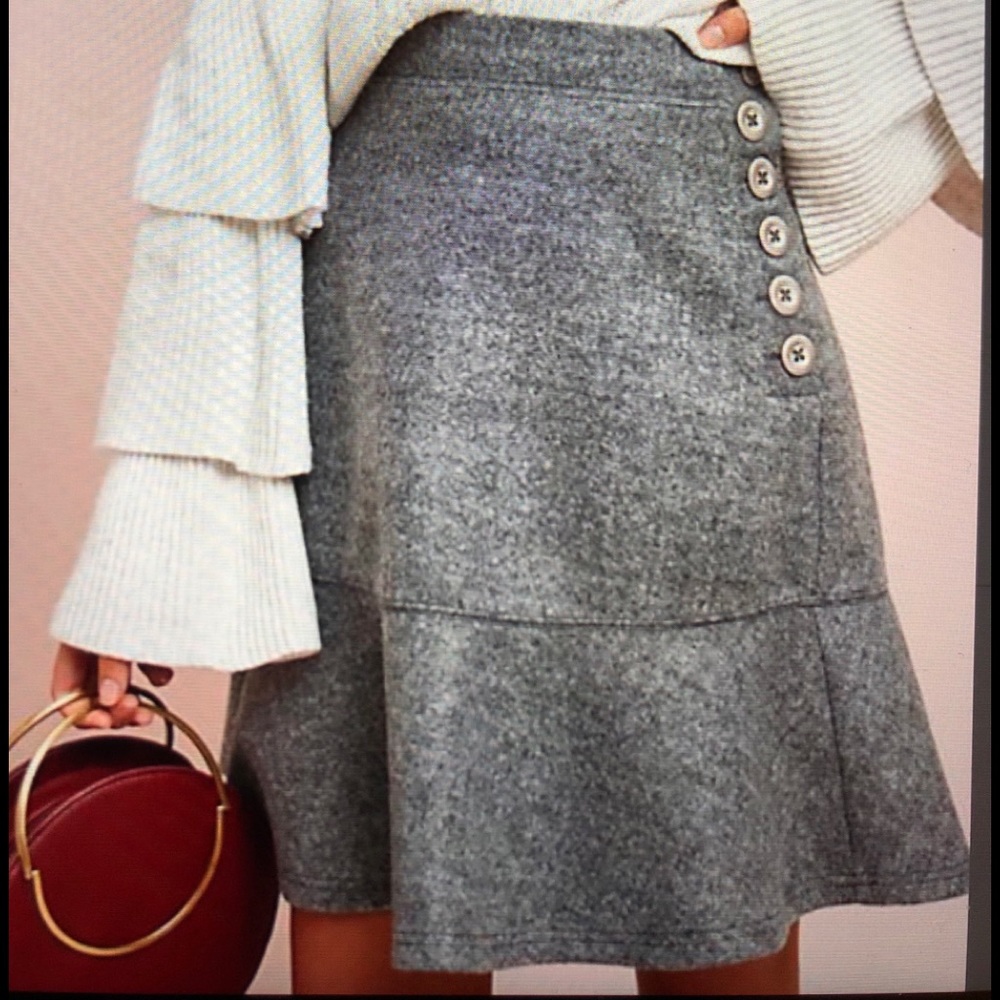 Anthropologie Gray Midi Skirt